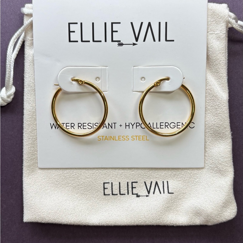 Ellie Vail Gold Medium Hoop Earrings - Picture 3 of 6
